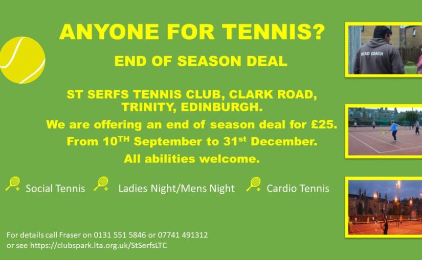 St Serf’s Autumn Tennis Offer