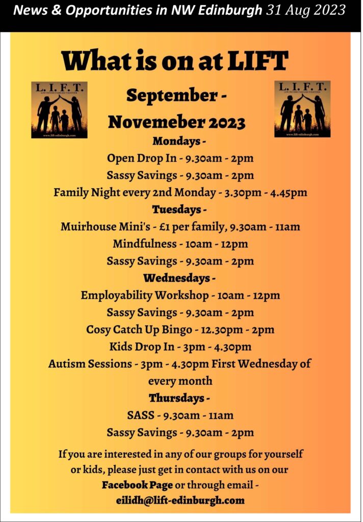 LIFT Autumn Programme – The NEN – North Edinburgh News