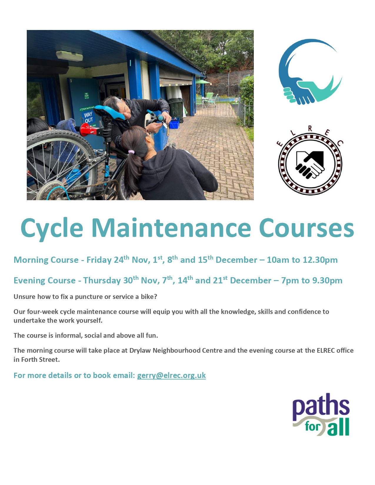 Cycle maintenance courses at ELREC – The NEN – North Edinburgh News