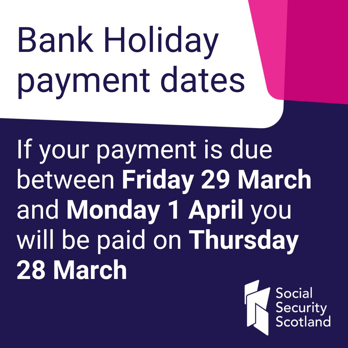 Social Security Scotland Bank Holiday payment dates The NEN North